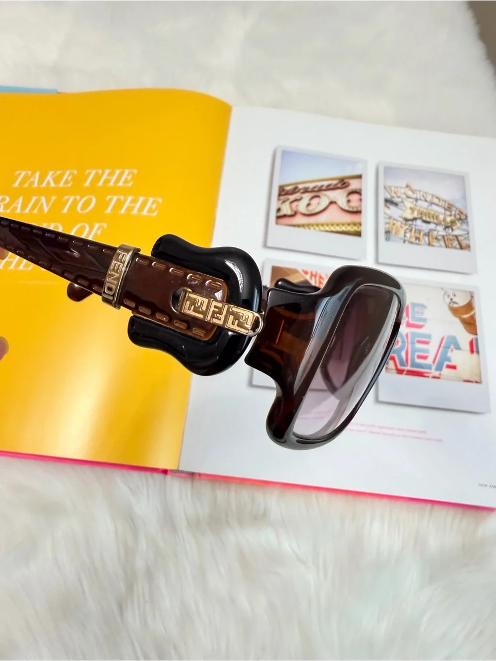Vintage Fendi Burgundy Gradient Oval Sunglasses with Gold Accents